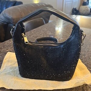 French Connection Black Rhinestone Shoulder Bag